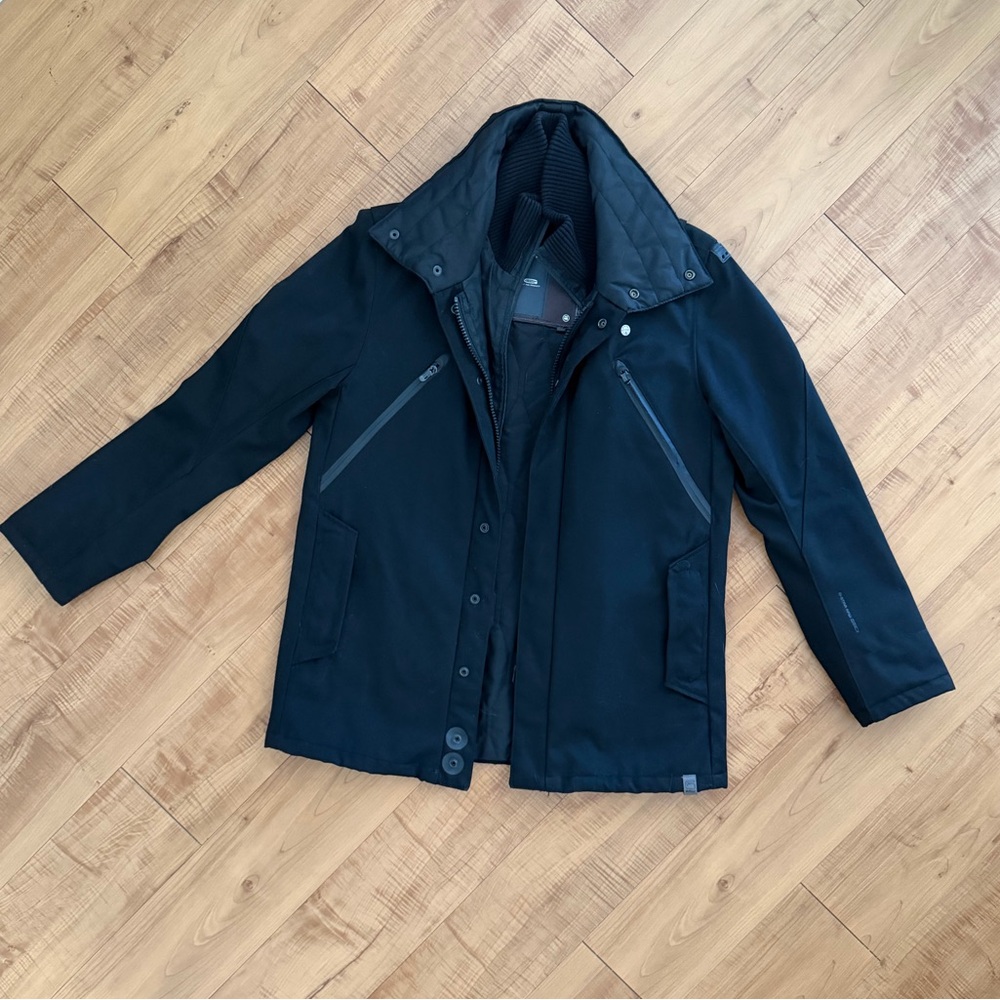 G Star Elegant Tailored Black Winter Coat Jacket with Quilted Lining